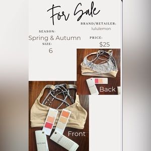 Lululemon sports bra size 6
